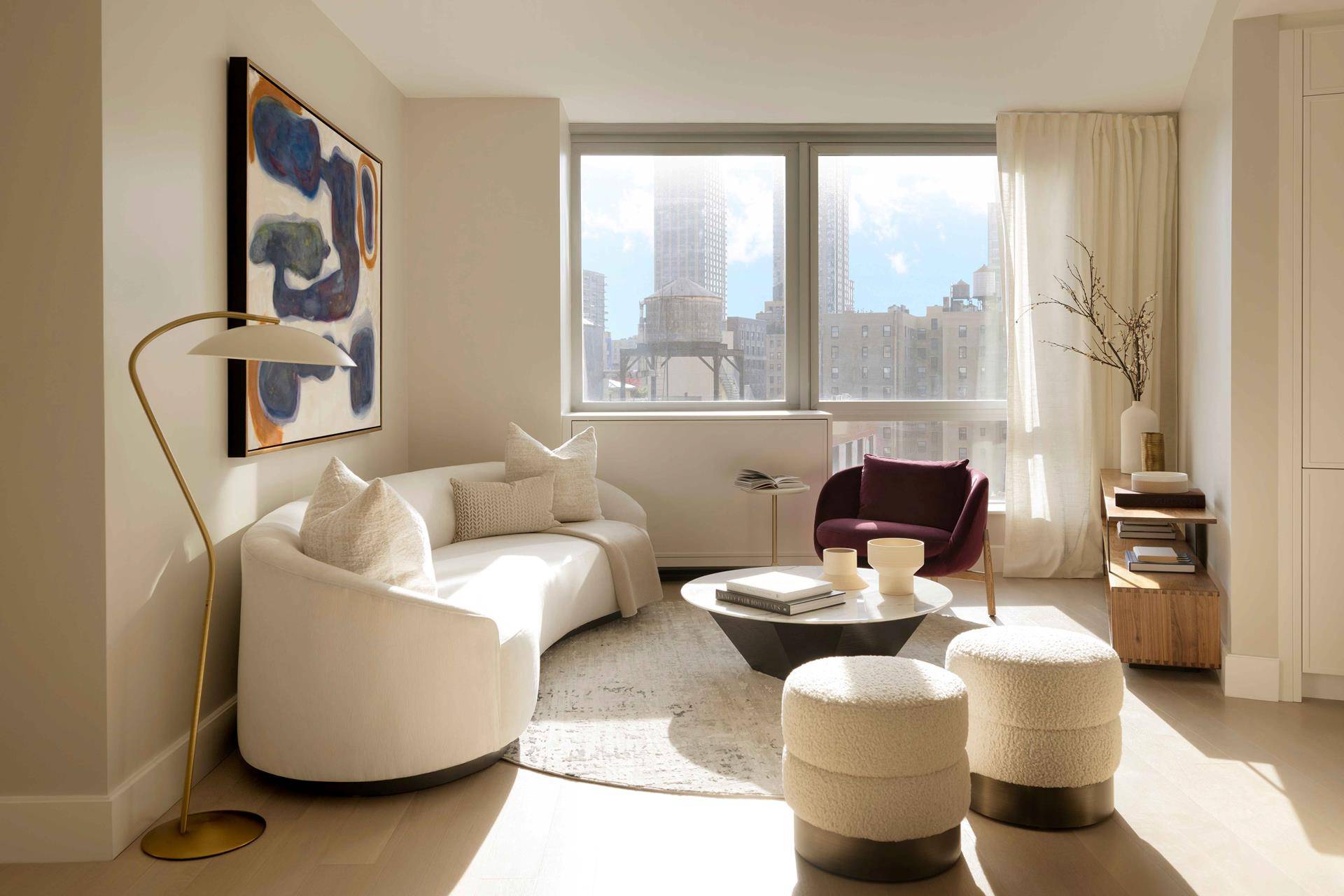 This bright and spacious 1, 420 square foot, 2 bedroom, 2 bathroom home features oversized west facing windows that bathe the residence in natural light and frame open city views.