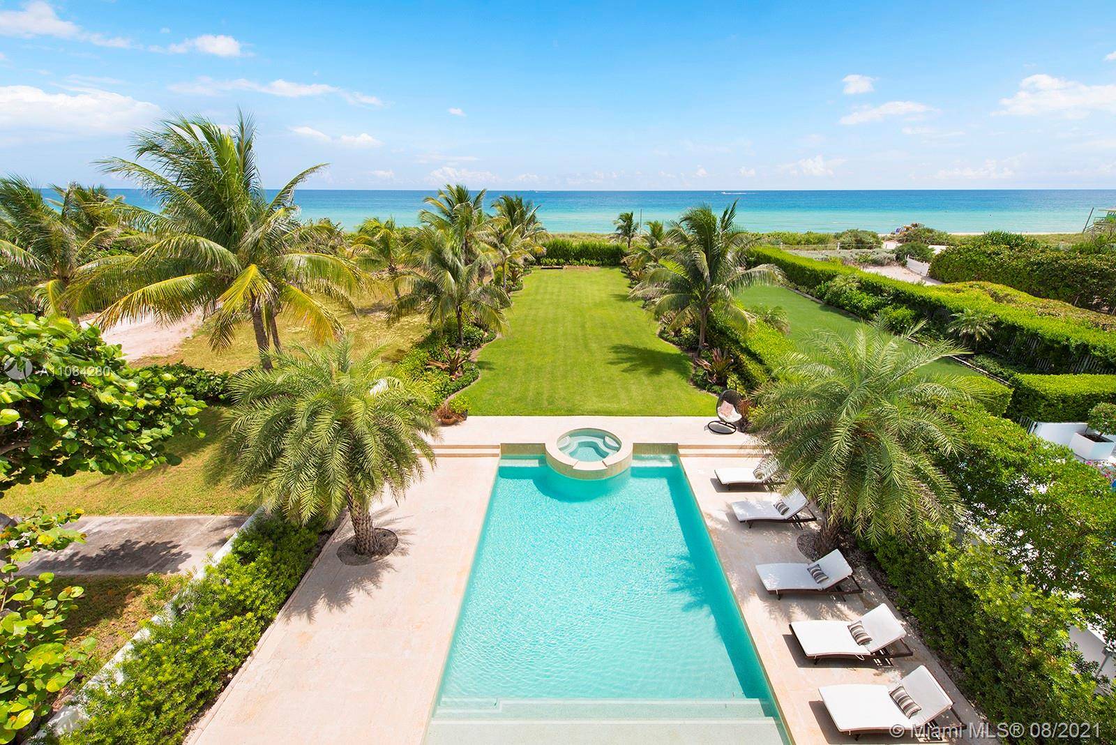 Start the day w a sunrise walk along the beach from private, guard gated Altos Del Mar villa DIRECLTY ON THE OCEAN at highest flood elevations in Miami Beach.