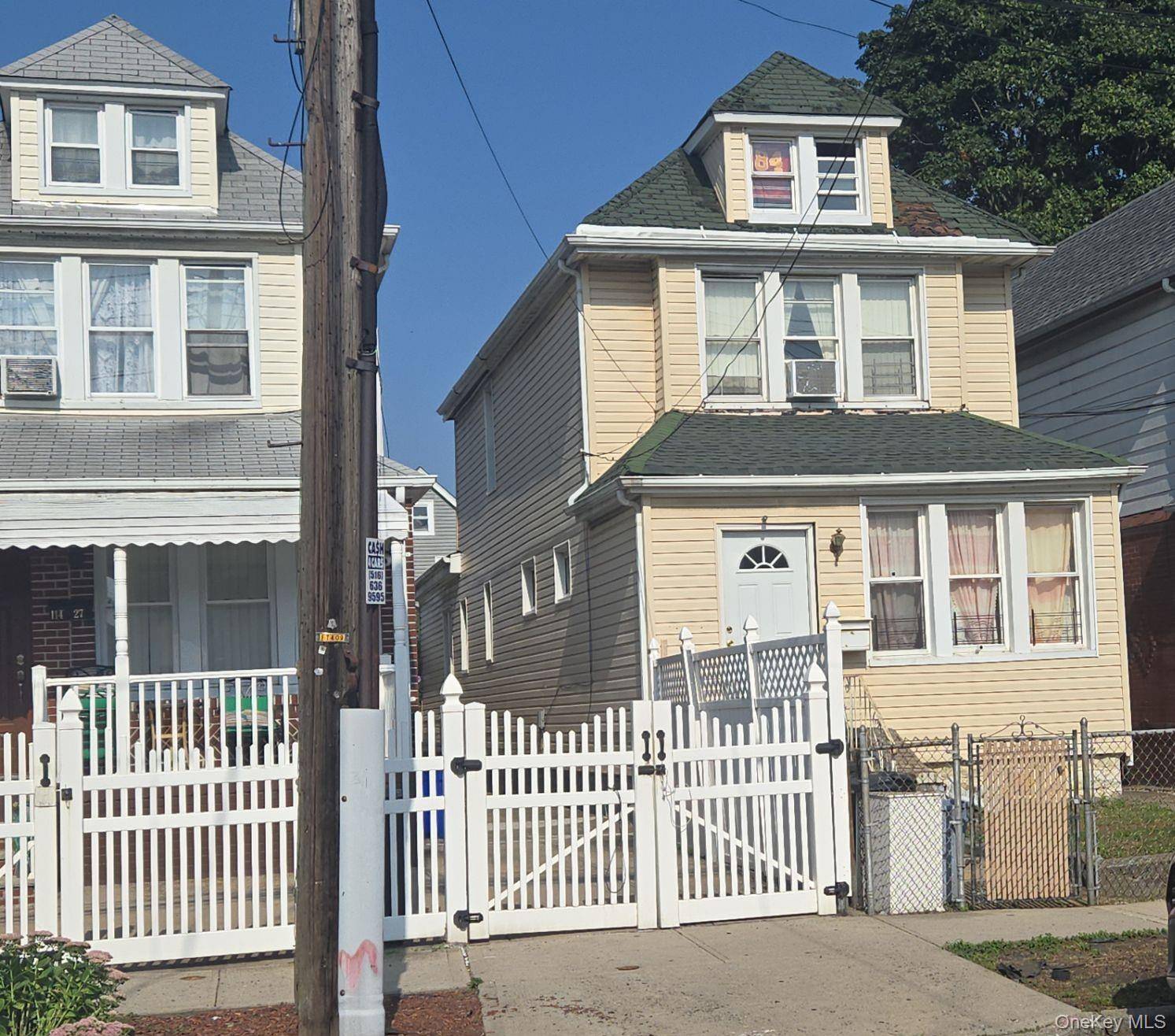 This colonial style home features six bedrooms, two full baths, an eat in kitchen, a formal dining room, a den, and a one car garage.