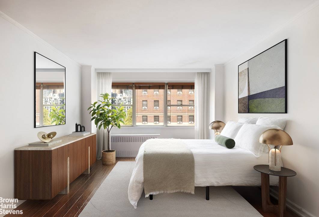A Bright and Spacious Hudson Yards Studio with Low Maintenance Residence 5G is a generously sized studio featuring a highly functional layout, expansive windows, and exceptional storage.