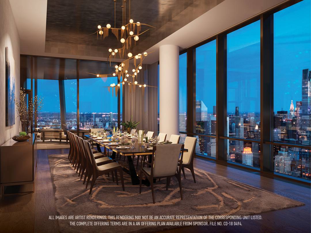 Tower residence 51E is the combination of 2 residences spanning 6, 942 interior square feet and 288 square feet of outdoor space spread across two private loggias and ceiling heights ...