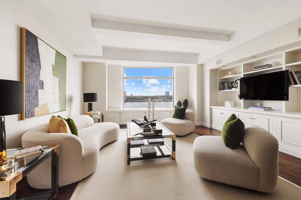 A rare opportunity to own a high floor residence with sweeping, unobstructed views of the Hudson River and glorious light and open sky throughout.