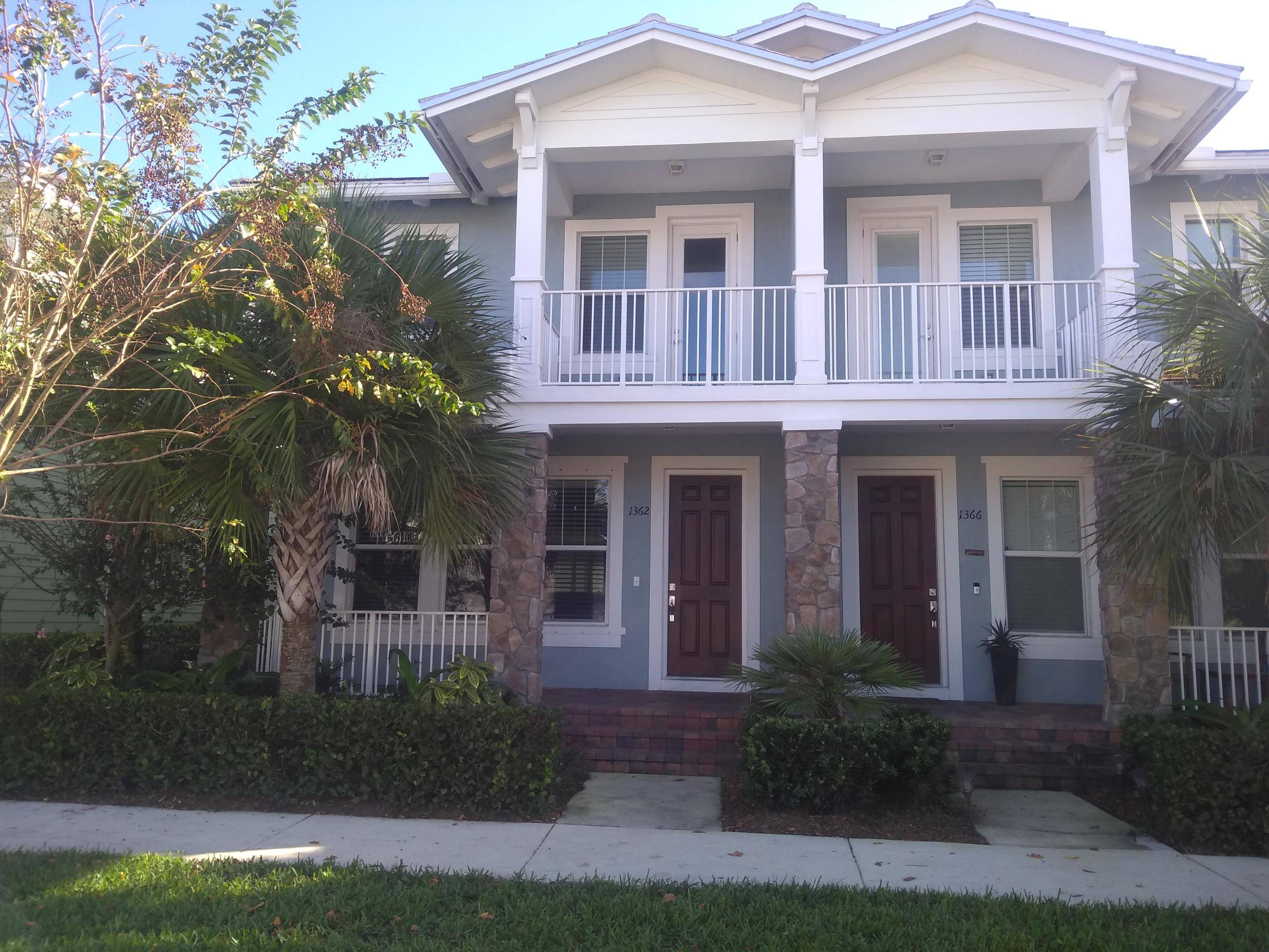 Desirable Nautica Model in Wisdor park, Abacoa, 3 bedroom, 2 1 2 bath townhome for rent, features impact glass on second floor.