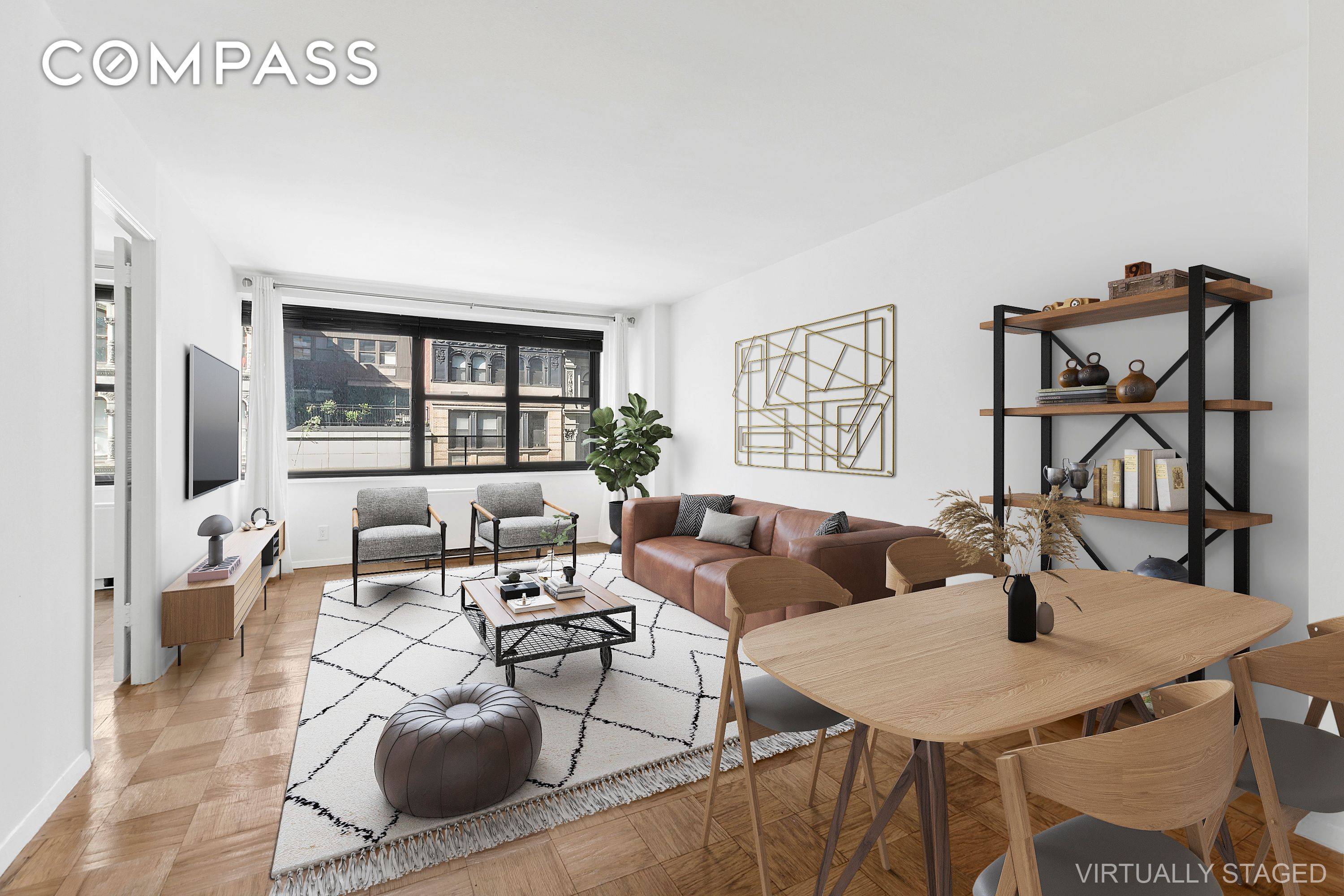 This quiet and extremely bright one bedroom home offers a Southern Exposure and very spacious rooms.