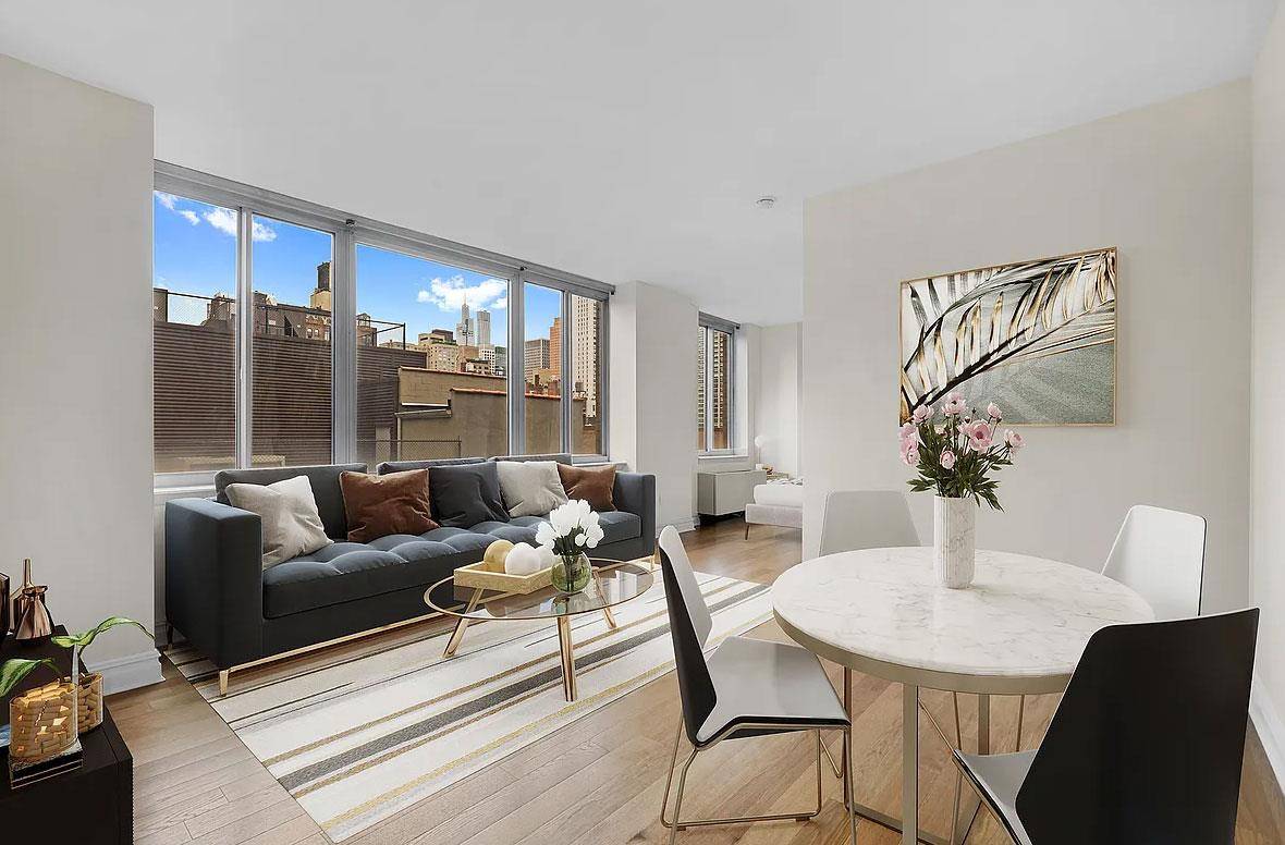 Bright Alcove studio apartment with Southern open views to the bridge in a full service luxury condominium.