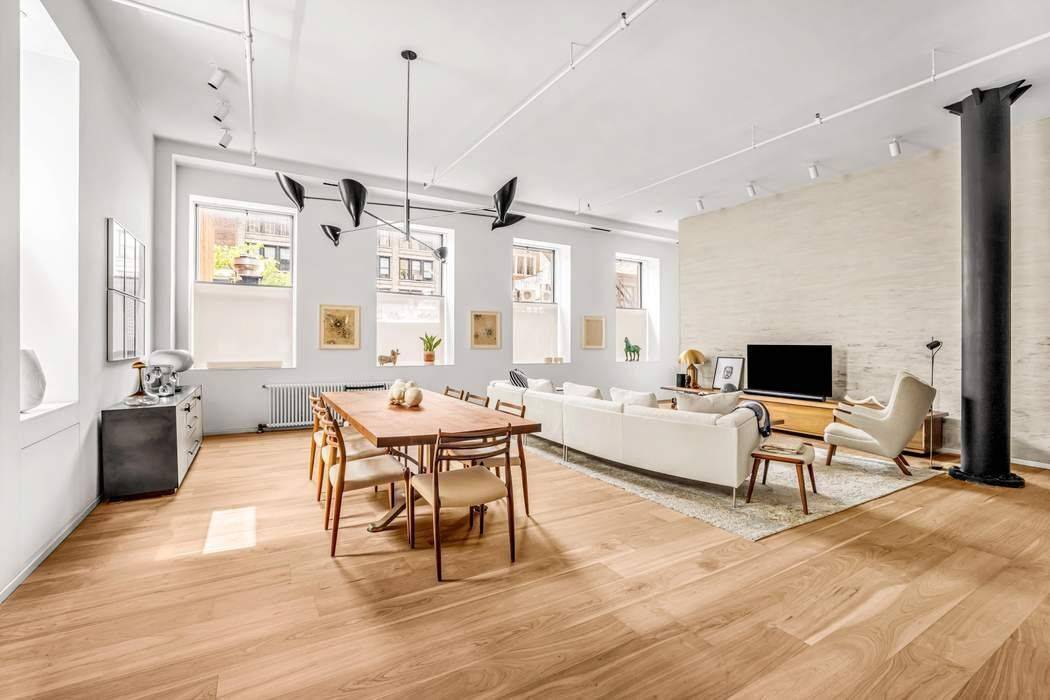 Glamorous Flatiron Loft with Architectural Drama amp ; Designer Finishes In a city of white boxes, this one breaks the mold !