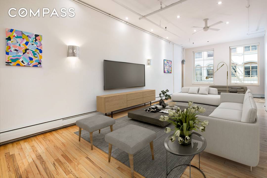 Room to roam in this expansive loft on Tribeca's pre eminent gallery block.