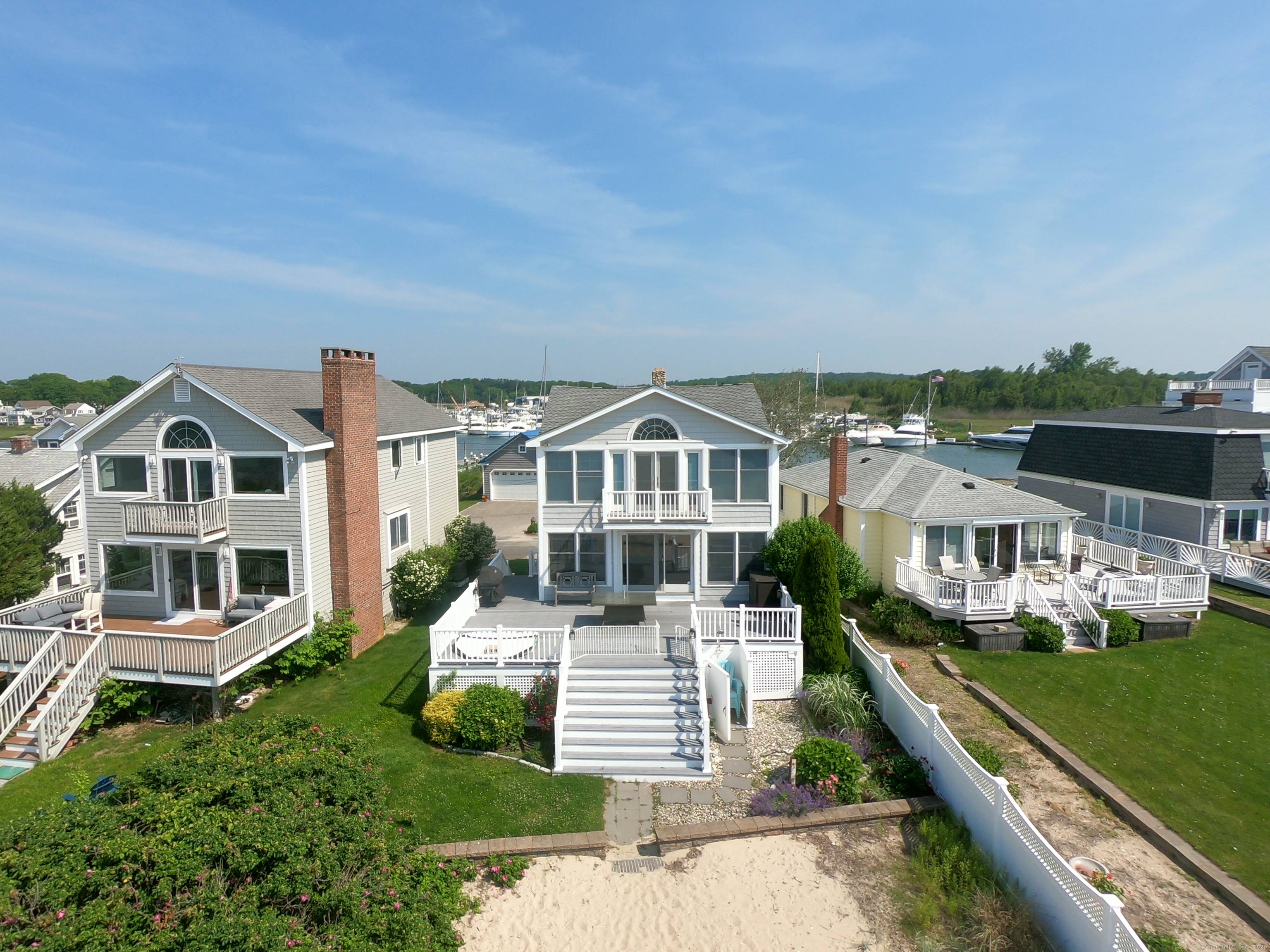 Surrounded by stunning water views, Long Island Sound on one side and Menunketesuck River inlet for Safe Harbor Pilots Point Marina on the other.