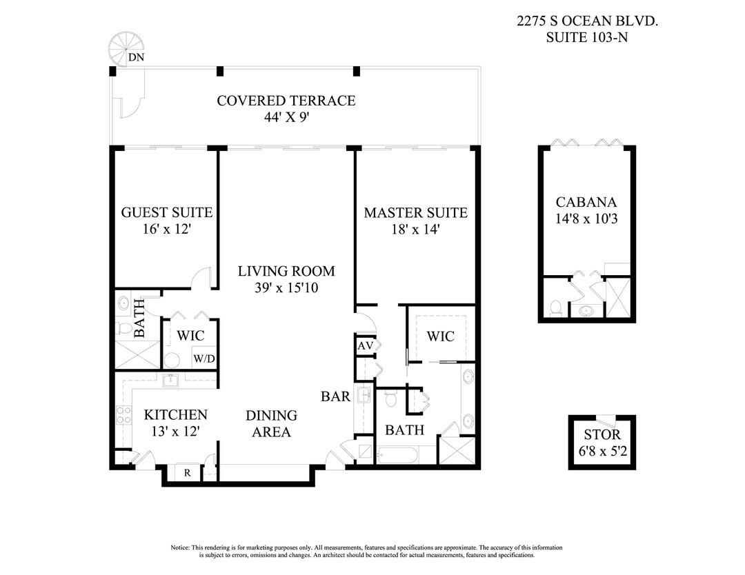 Spectacular, fully renovated 2 bedroom, 2 bathroom condominium with private cabana in the boutique oceanfront building, The Reef.
