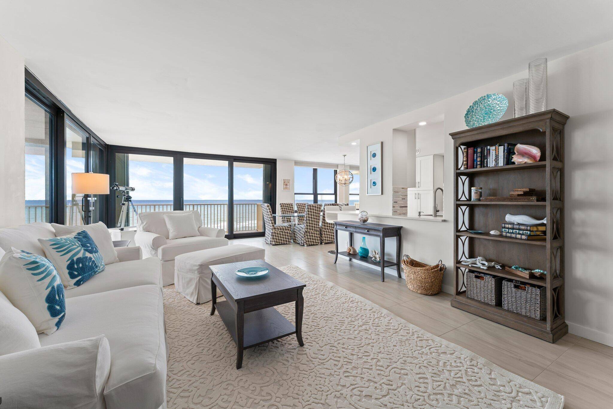This beautifully remodeled sixth floor residence offers exceptional, unobstructed views of the Atlantic Ocean from the east building of Dunes Towers.
