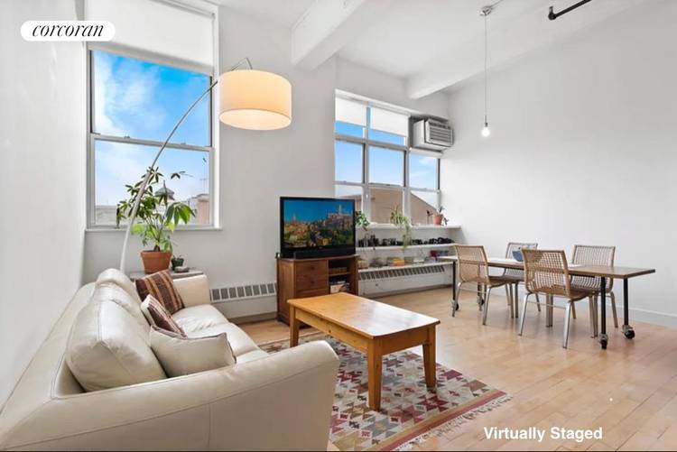 Discover urban elegance in this stunning 2 bedroom, 2 bathroom condo loft located at 970 Kent Avenue, Unit 413, nestled in the vibrant Bedford Stuyvesant neighborhood.