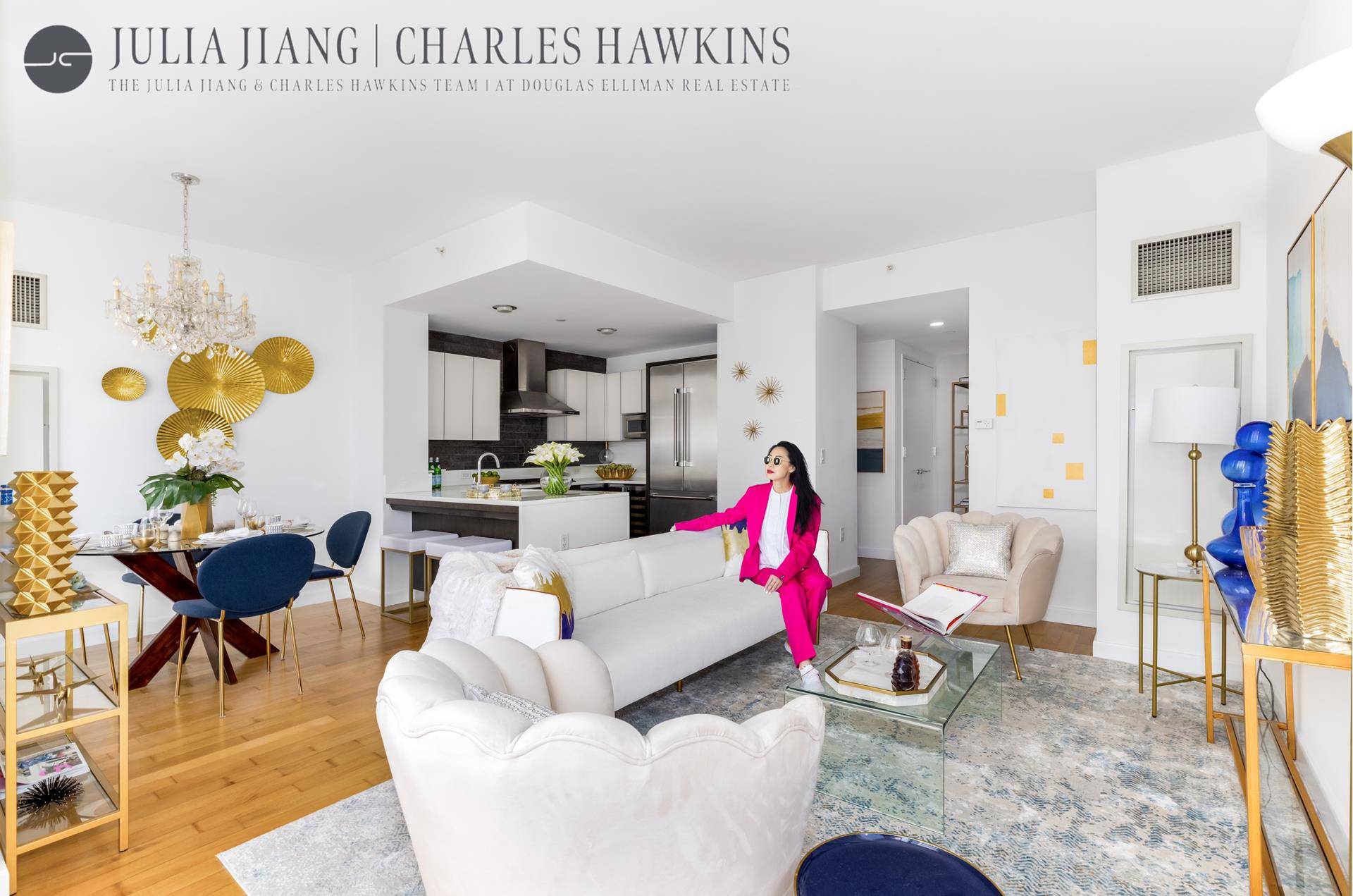 Residence 2202 is a bright and generously sized one bedroom, one and a half bath Corner home, approx.