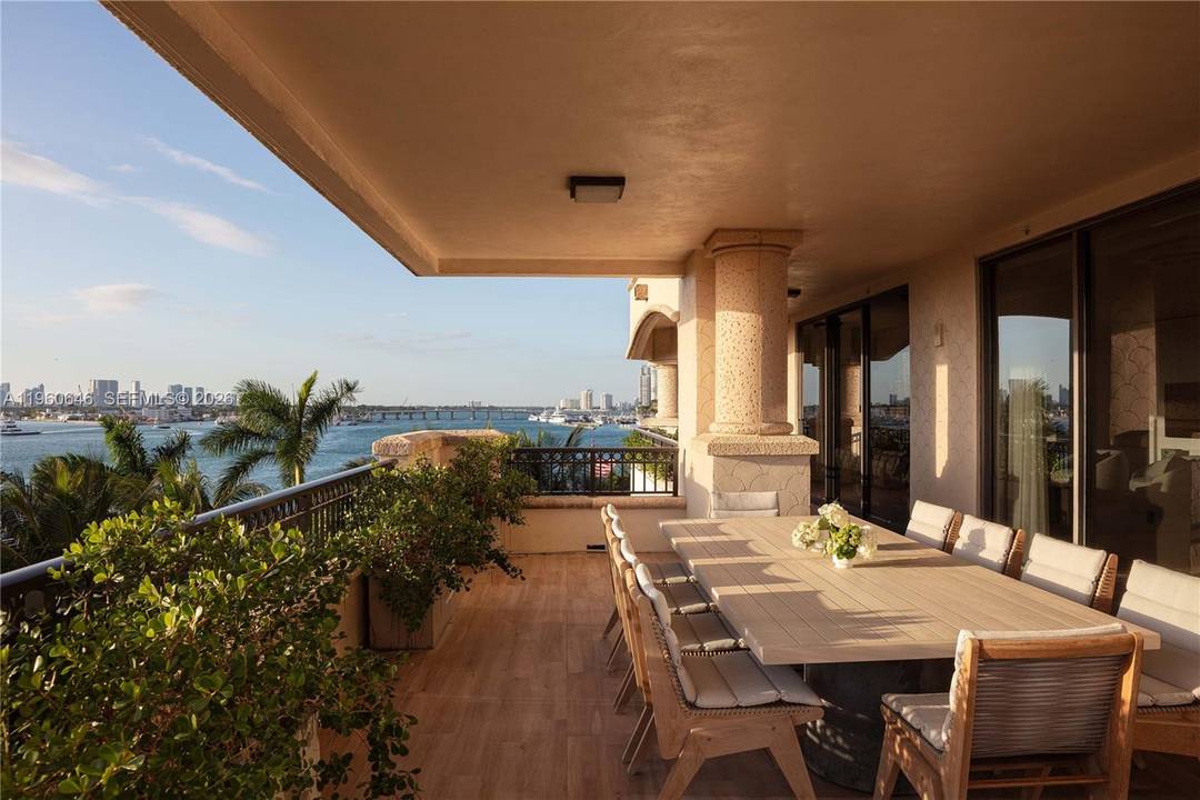 Residence 6851 is a waterfront condominium within Palazzo Della Luna on Fisher Island, offering a carefully renovated and technologically integrated interior totaling 3, 667 SF.