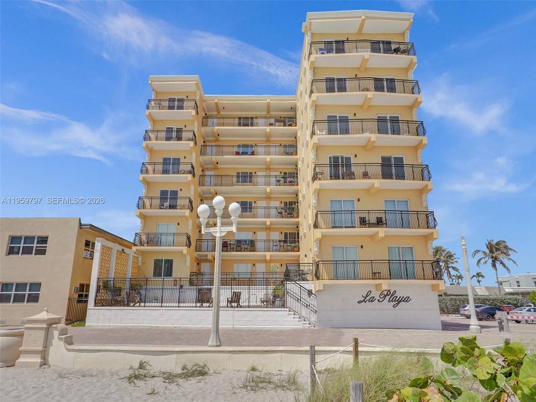 Unit 202 at La Playa Building on Hollywood Boardwalk offers a fully furnished retreat with direct ocean views.