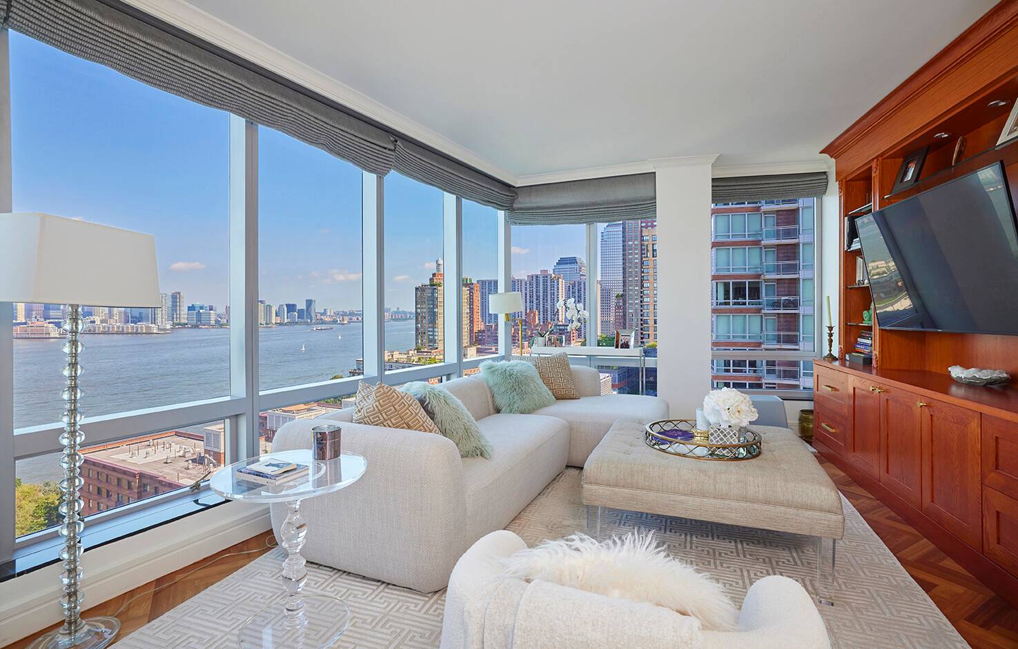 Iconic Views, Corner Elegance Full 3 Bedroom Residence with Floor to Ceiling Windows Overlooking the Hudson amp ; Statue of Liberty Welcome to Residence 18A at 10 Little West Street ...