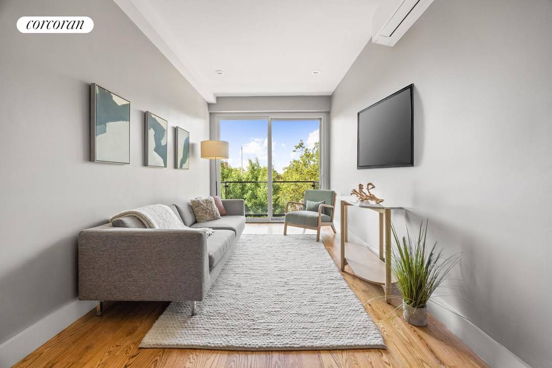 Welcome to Residence 4B a thoughtfully crafted two bedroom, one bathroom penthouse offering 742 square feet of sun soaked living space in Crown Heights.