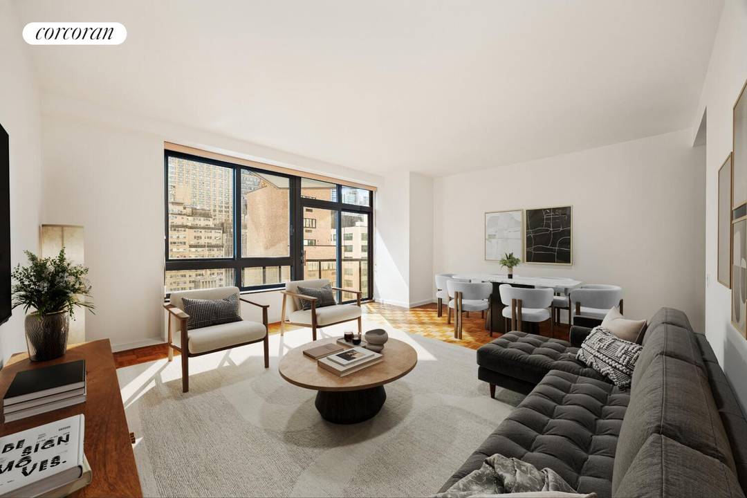 16th floor, sun drenched, south facing 1 bedroom, 1 bathroom apartment available for sale at 100 United Nations Plaza one of Midtown East's premier white glove, full service condominiums.