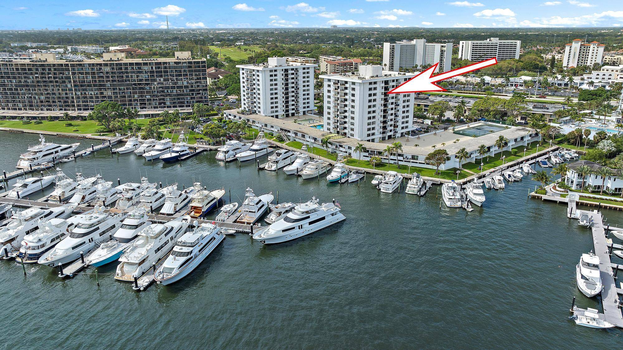 Enjoy Big Lake Worth, marina, ocean views from your private balcony.