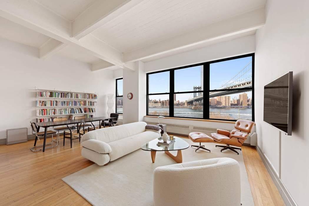 This beautiful and spacious one bedroom, one and a half bath unit spans approximately 1, 191 square feet and is the quintessential DUMBO loft.