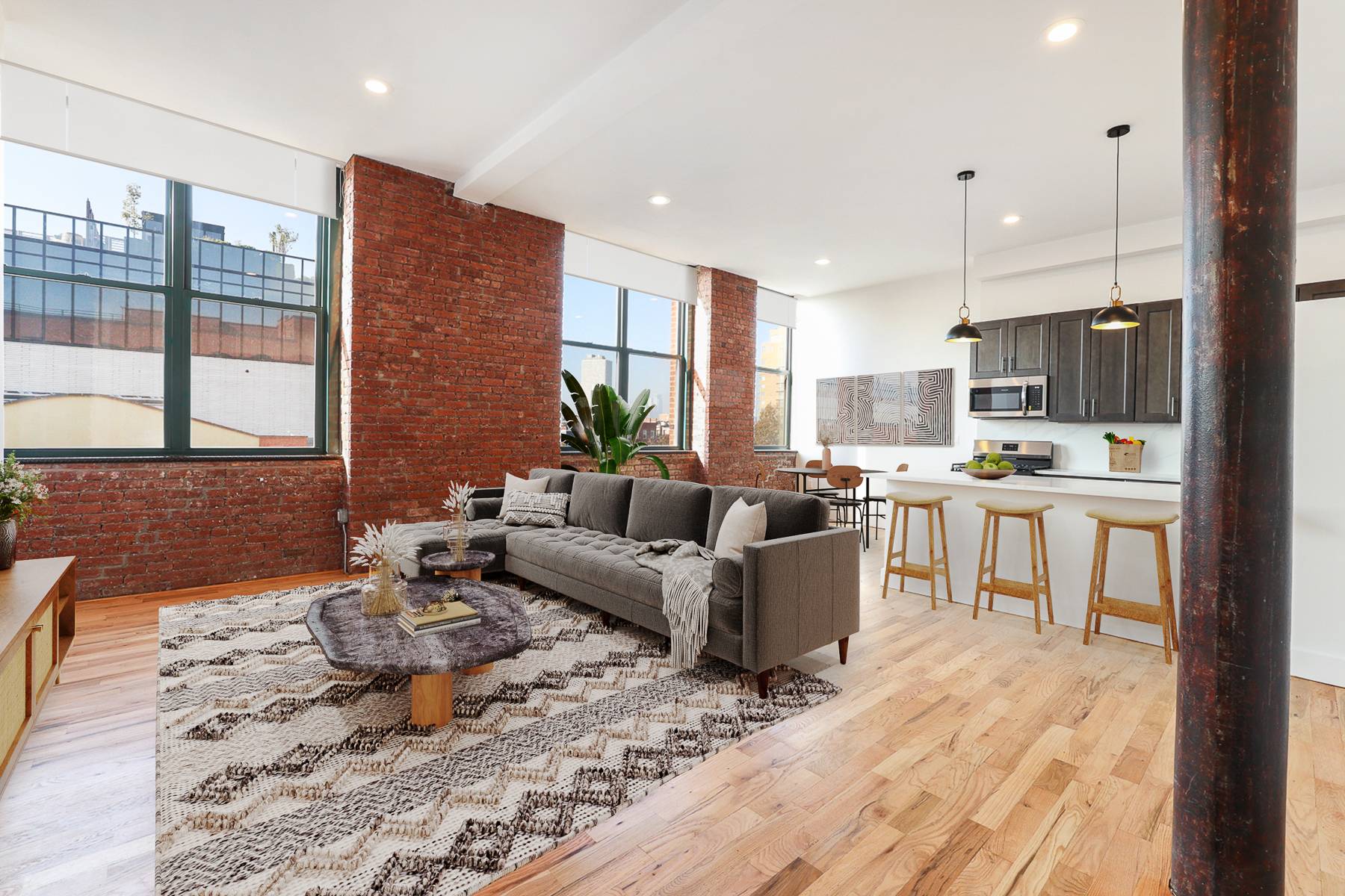 Each loft like interior presents high ceilings, oversized living dining areas, and this particular unit is BRAND NEW with a renovated kitchen amp ; bathroom, and amazing city views !