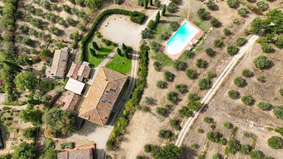 Farm for sale in Arezzo Tuscany. The property estate consists of two restored houses with swimming pool used for accommodation and farm activities.