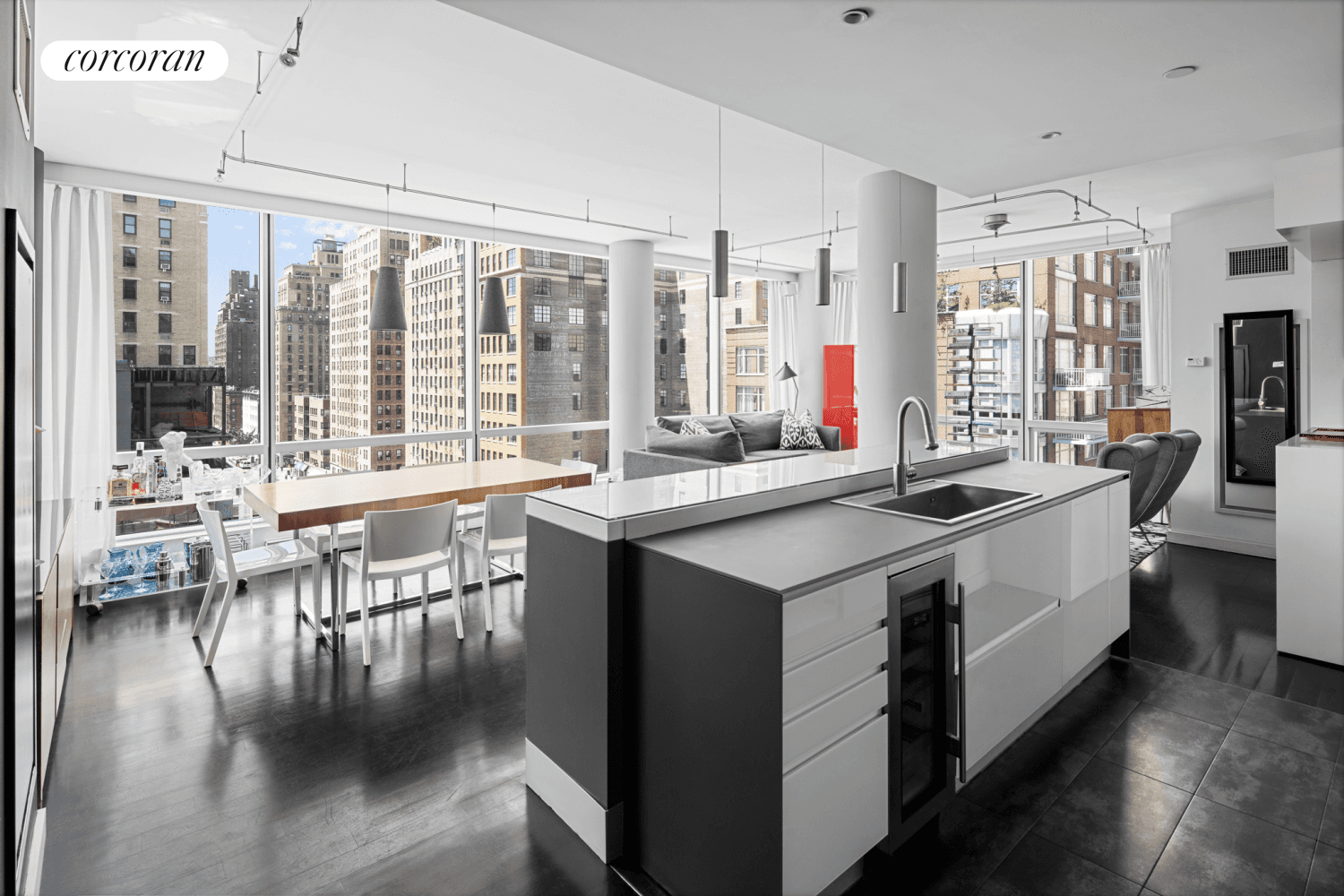 Corner 2 bedroom, 2. 5 bathroom home at the full service Yves Condominium.