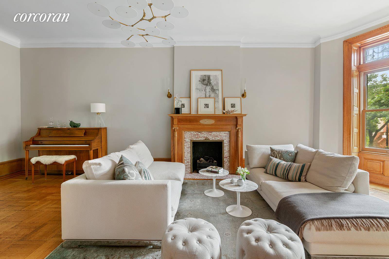 Exquisite from top to bottom, this finely renovated barrel front limestone and brick house is ideally situated on a beautiful tree lined street in historic Prospect Lefferts Gardens.