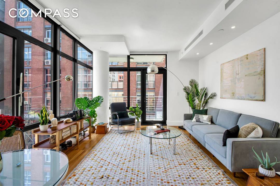Staged and Refreshed ! Nestled in the heart of DUMBO, this turnkey corner residence offers two bedrooms, two full baths, two private terraces, and refined, modern finishes throughout.