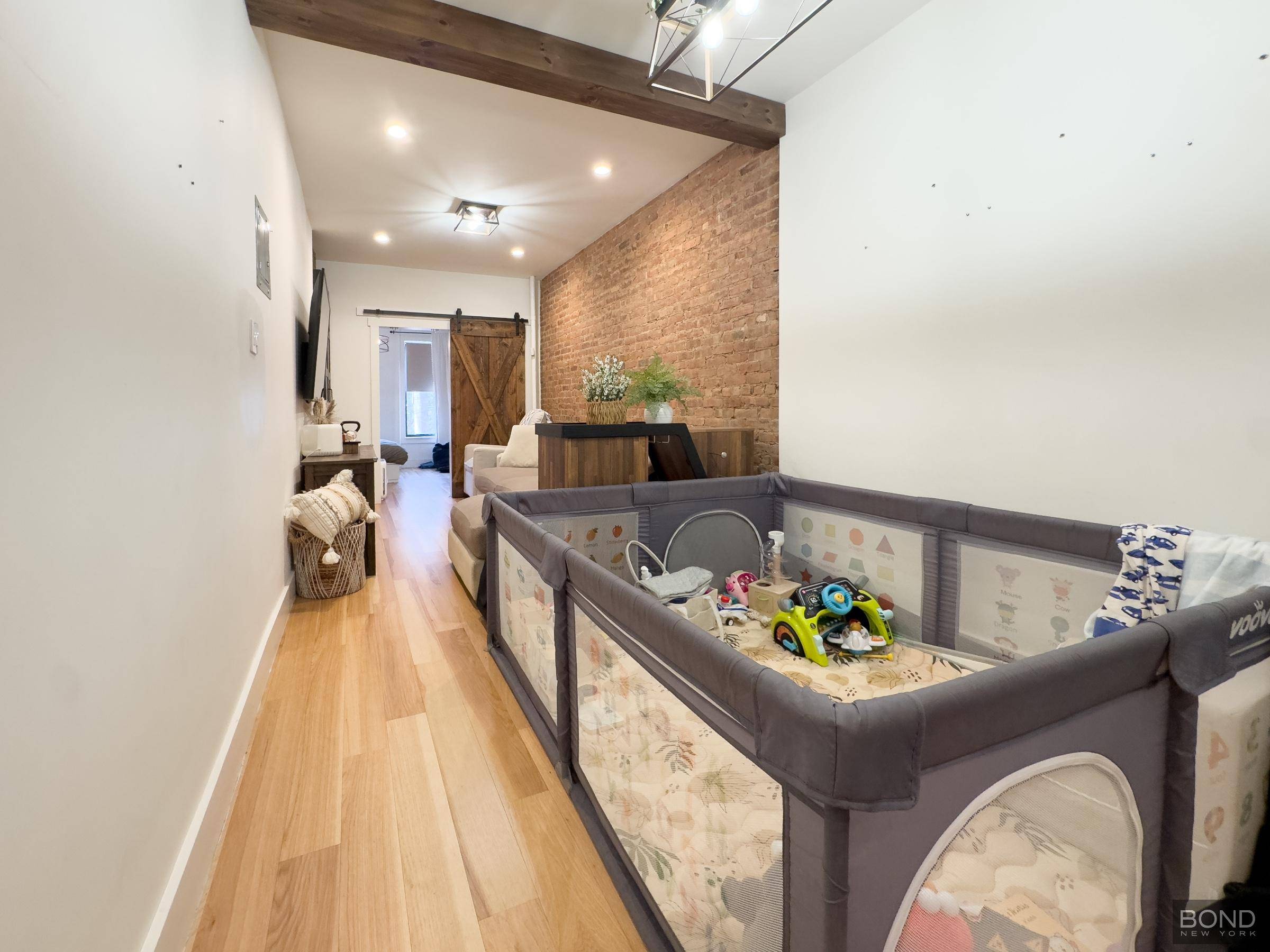 This beautifully renovated railroad unit features two bedrooms and one bathroom.
