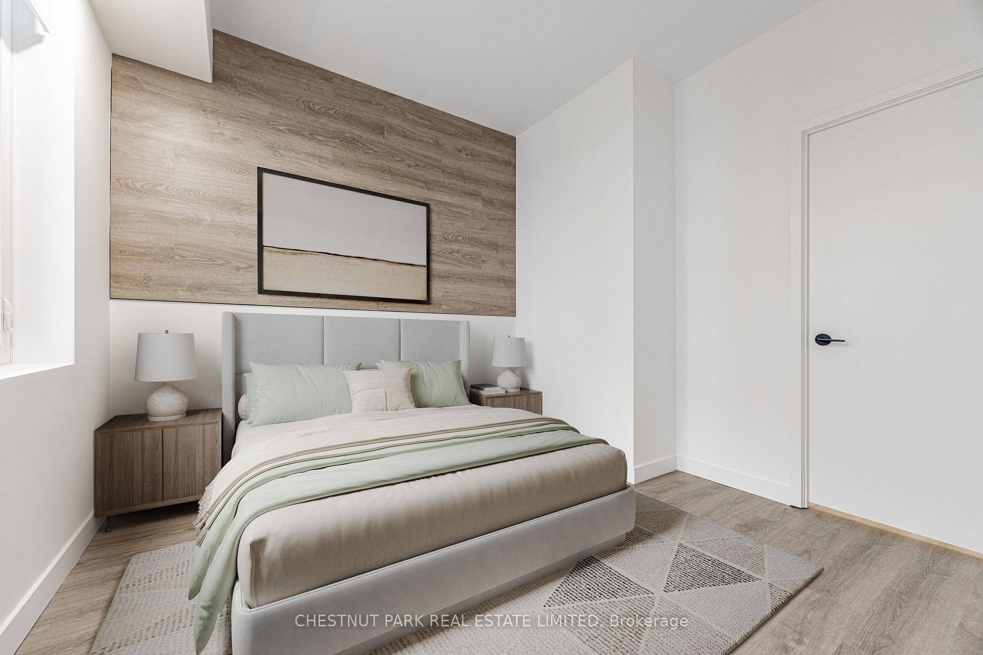 Upgraded 1 bedroom with fireplace amp ; rooftop green views at Queen amp ; Ashbridge Condominiums.