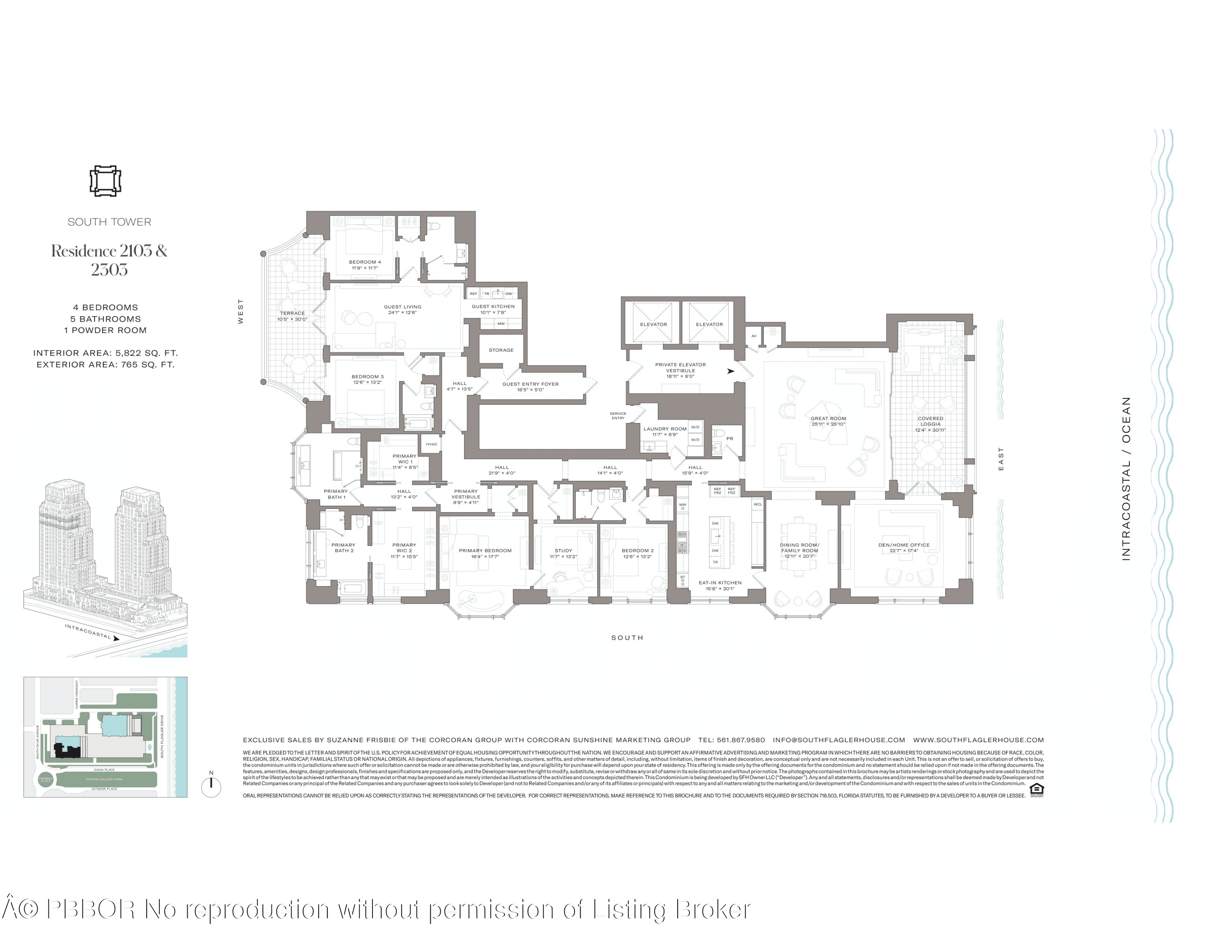South Tower Residence 2103 at South Flagler House captures the essence of waterfront living with 4 BR and 5.