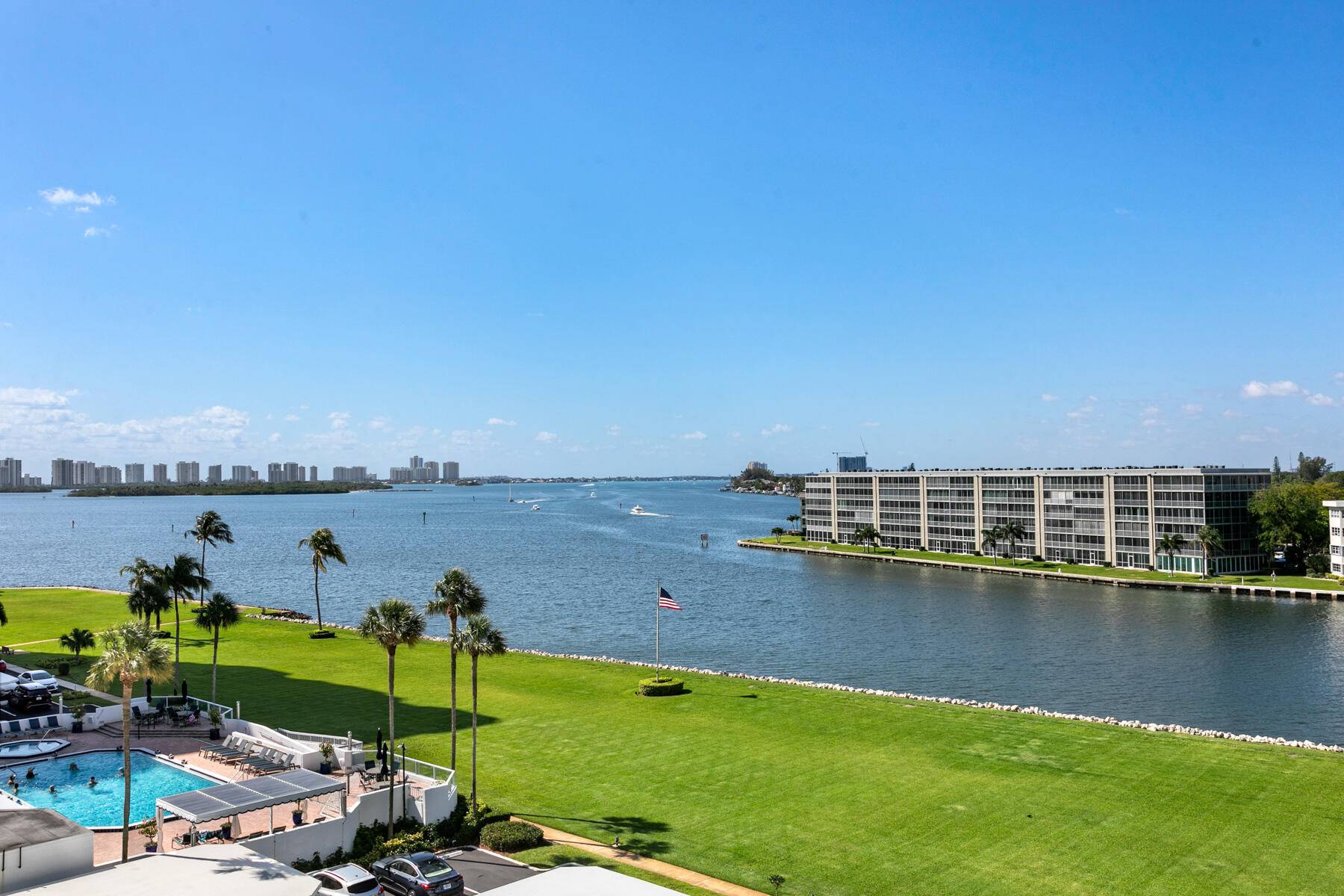 Enjoy beautiful south east views of Lake Worth, Intracoastal and Old Port Cove Marine from every room including your 400 sq.