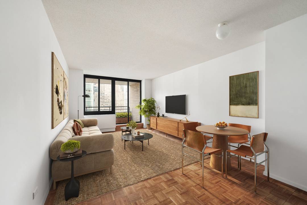 Sorry, no pets. Perched on the 20th floor, this bright one bedroom with private balcony offers open eastern views of the WTC and New York Harbor.