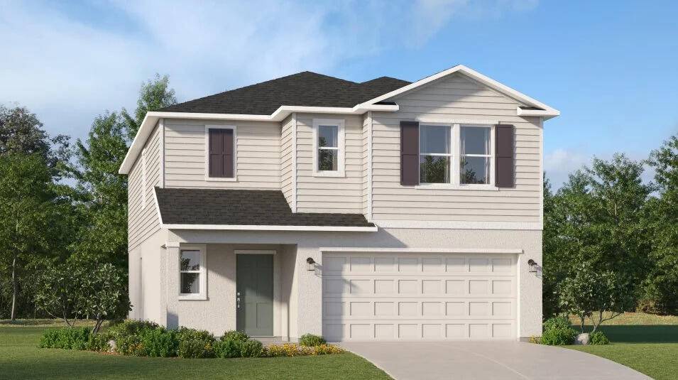 This new two story home boasts a modern layout with an open concept floorplan consisting of a stylish kitchen, dining room and family room on the first floor.
