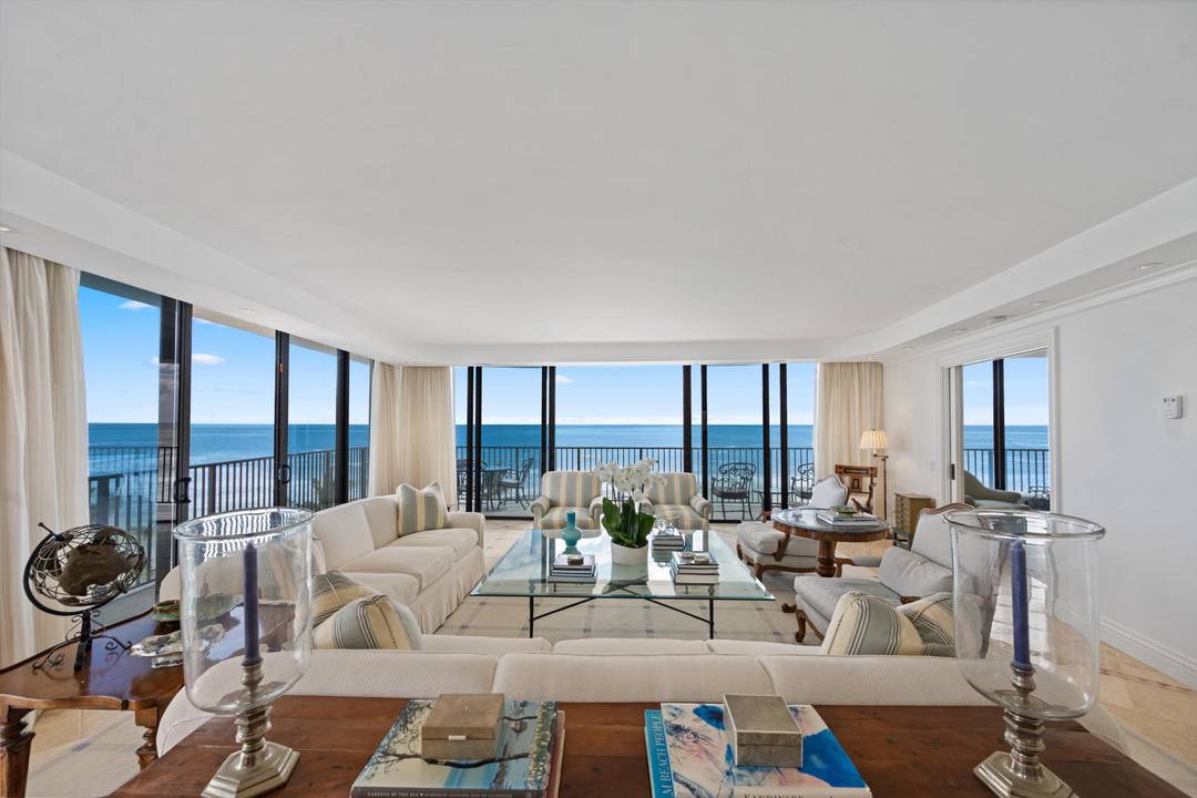 Rarely available and beautifully situated in one of Palm Beach's most exclusive oceanfront buildings, this 3BR 4.