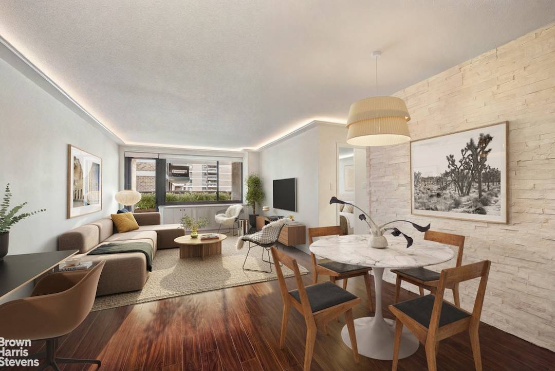 A move in ready one bedroom at Southbridge Towers in immaculate condition, featuring a brand new bathroom, custom cove lighting, and a custom built deck on the private terrace.