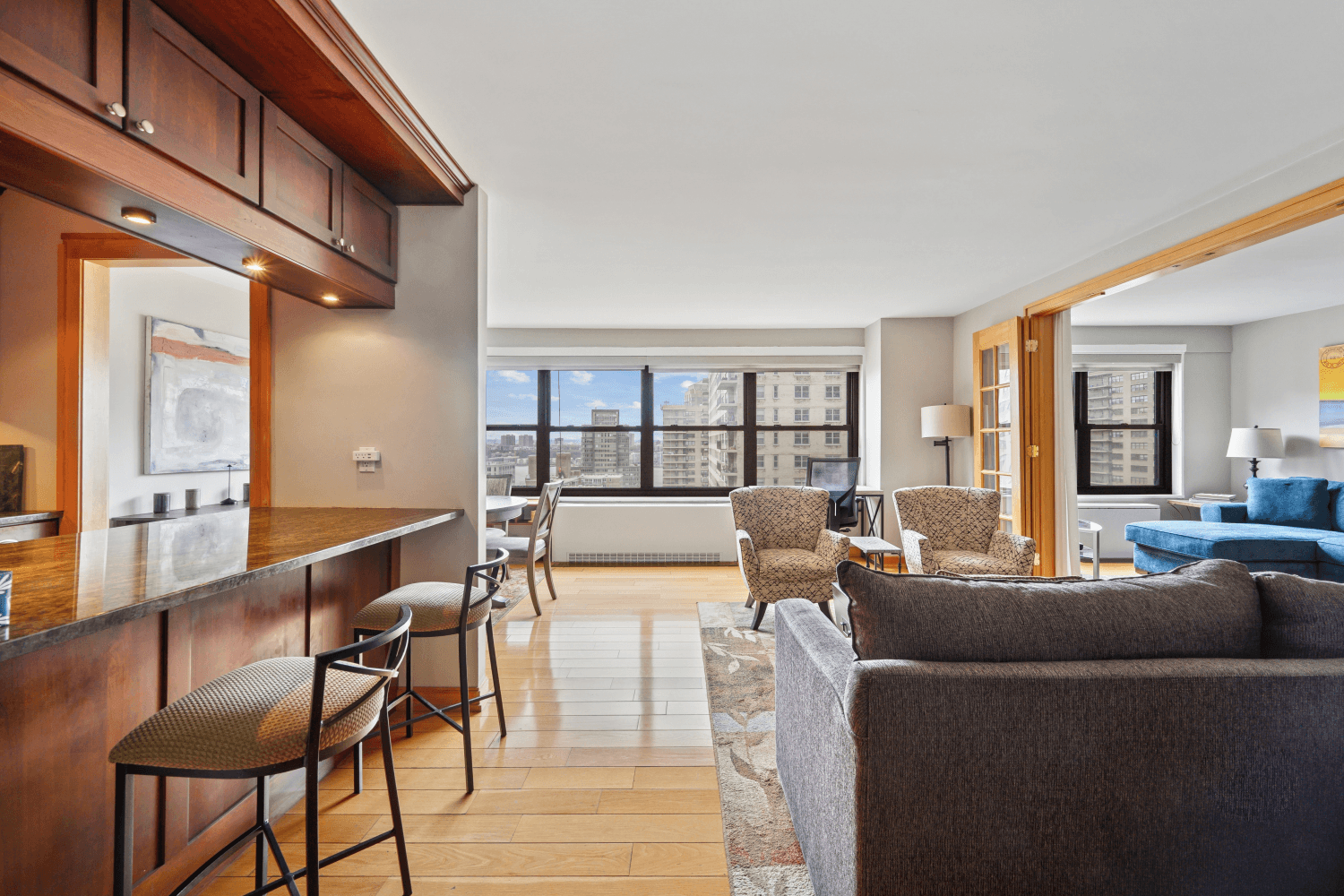 Residence 24GH at the distinguished 160 West End Avenue presents a rare and sophisticated opportunity a thoughtfully combined and fully renovated home where timeless elegance meets modern convenience.