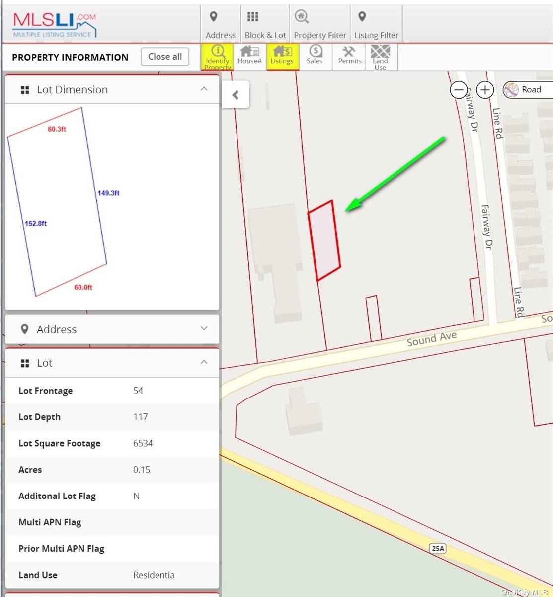 The property is a corner lot located on North Rd and Line Rd, paper streets, It starts approximately 157' north of Sound Ave on Line Rd.