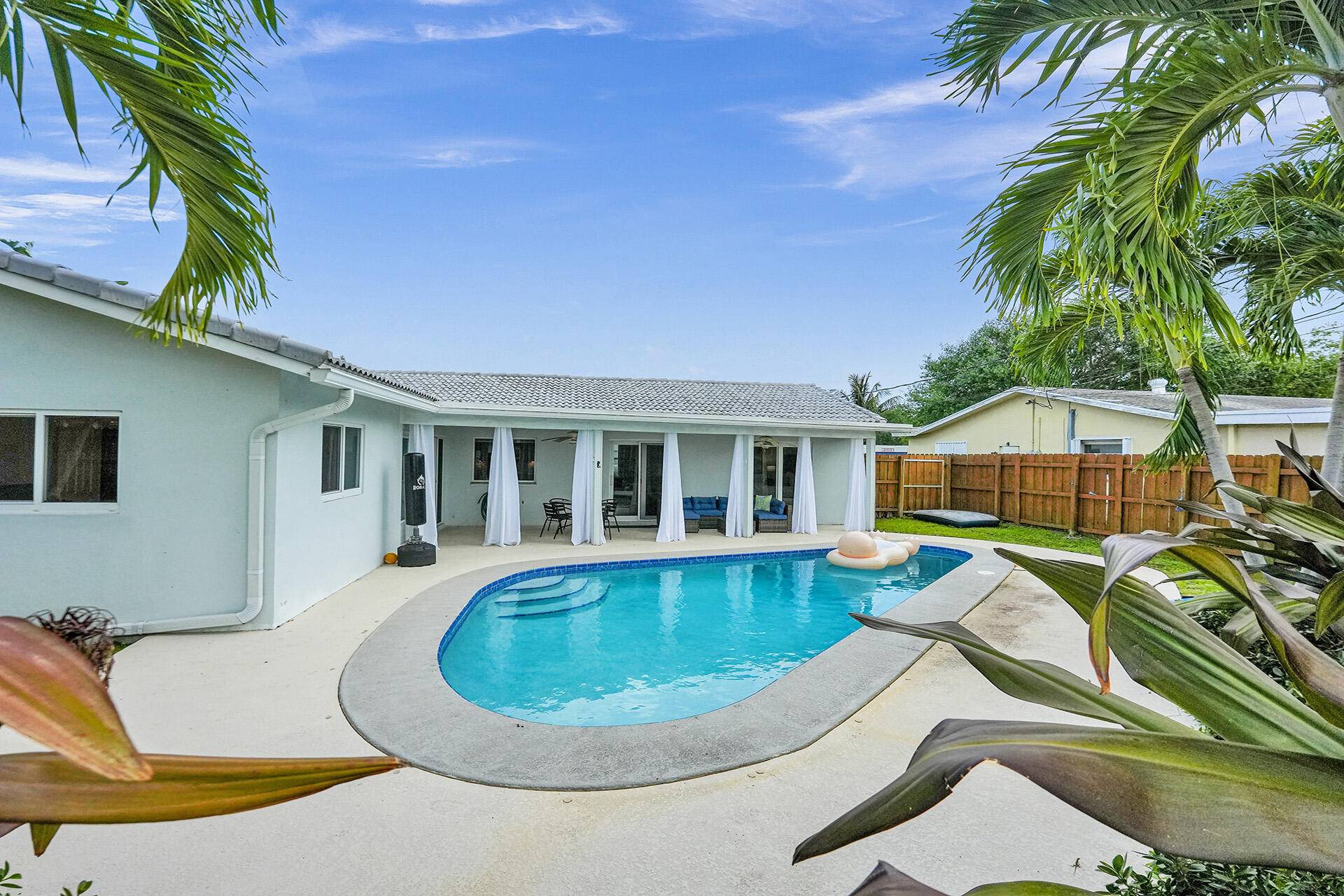 Discover the ultimate South Florida lifestyle in this irresistible East Boca Raton pool home, ideally situated less than a mile from the beach on a quiet, tree lined street.