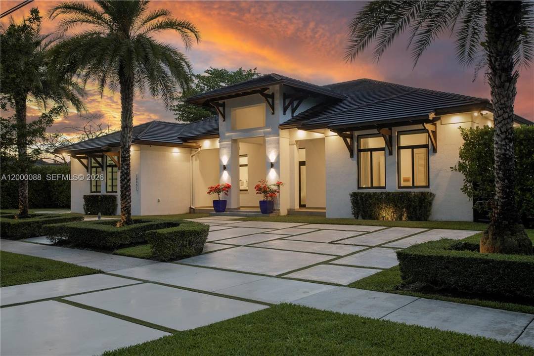 Gorgeous one story home with 5 bedrooms Office 5 bathrooms, featuring a MODERN DESIGN, an open floor plan, and high end finishes with extensive custom cabinetry and upgrades.