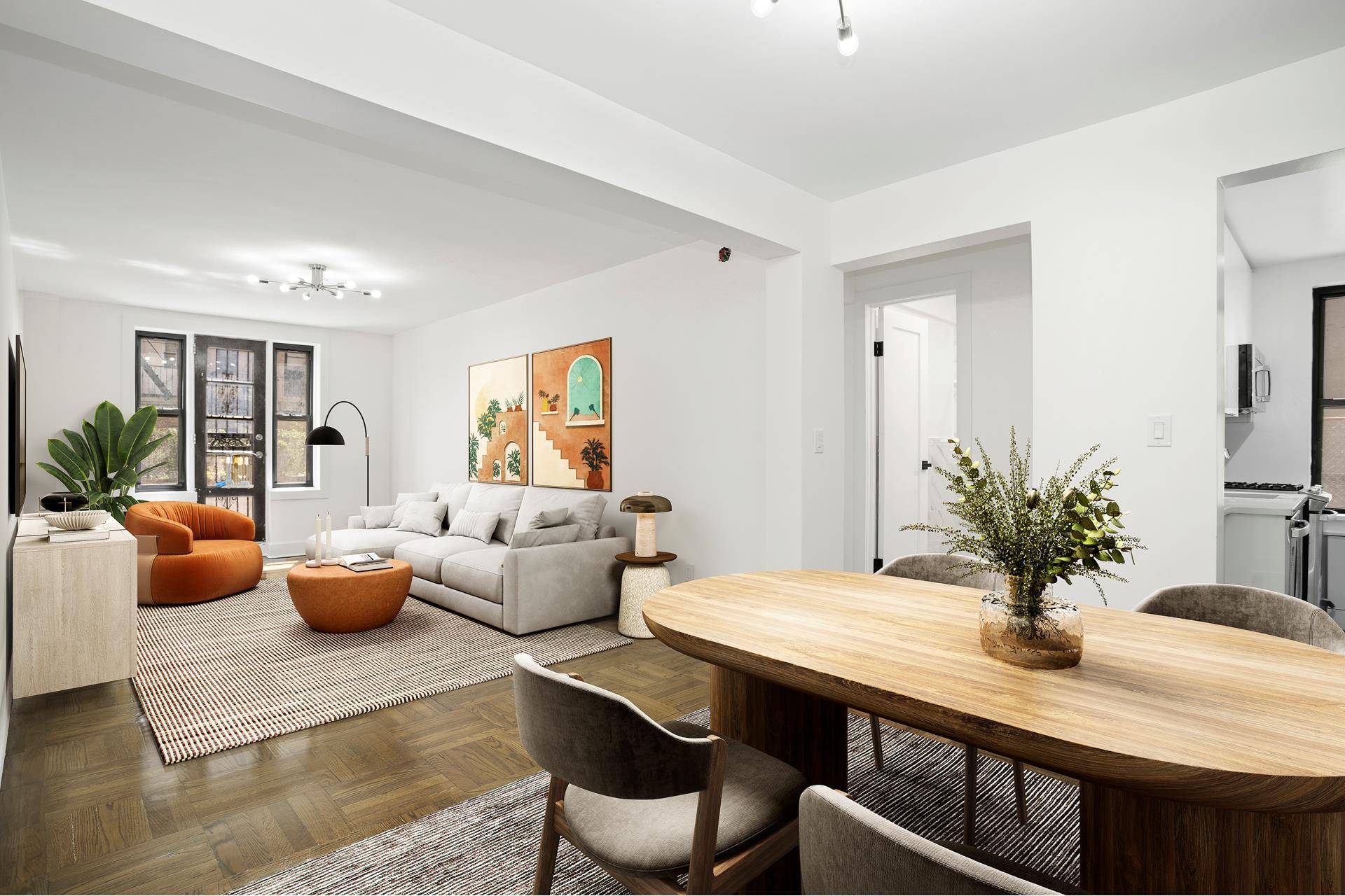 Not on the ground floor. Your dream opportunity is here, to live in an impeccably renovated Sponsor owned 1 bedroom 1 bathroom home with semi private outdoor space.