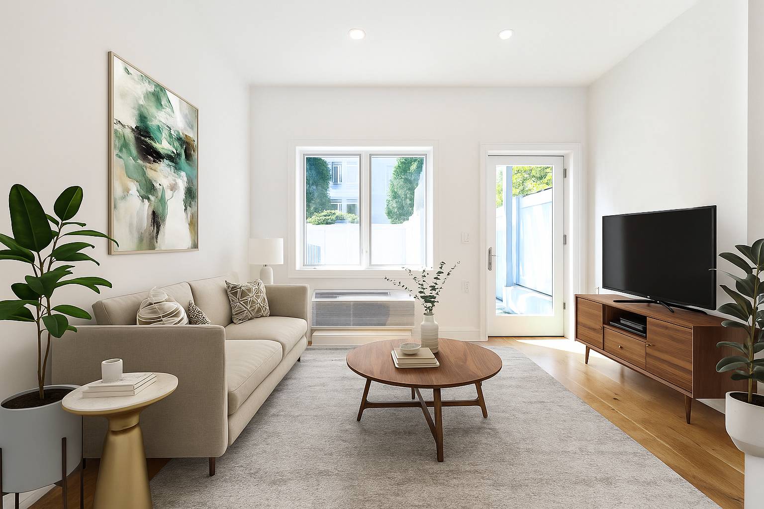 This large duplexed 3 bedroom, 2 bathroom home faces the rear of the petite building, and includes a large private terrace accessible from both levels.