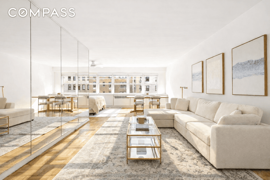 Perched high above 57th Street in the most desirable part of Sutton Place, Residence 14F is a sun drenched alcove studio in a white glove doorman building with amazing staff.