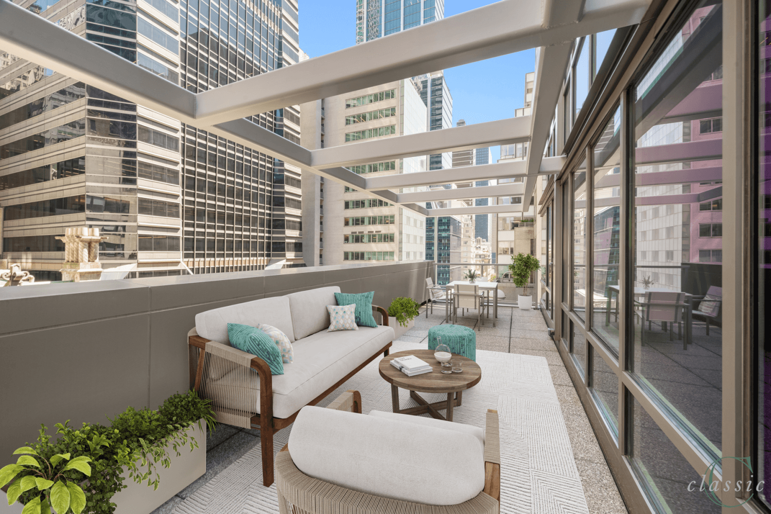 Relax on your private spectacular 35 north facing terrace from 12D, a spacious one bedroom condominium with bright city views !