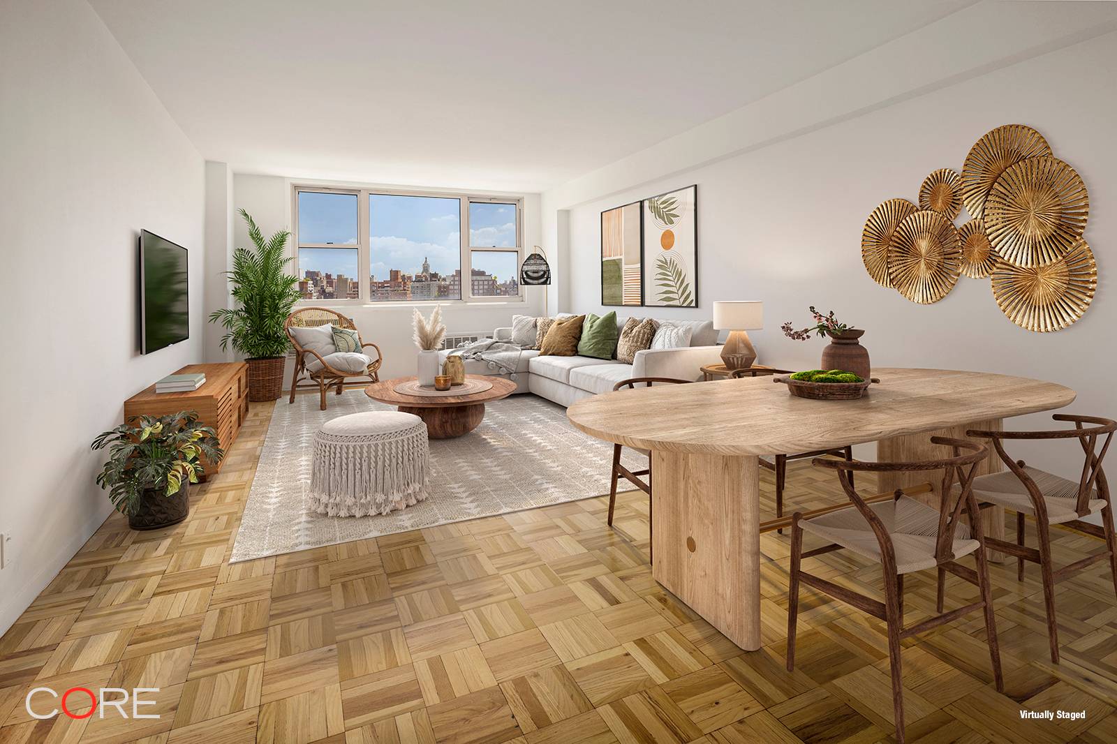 Enjoy stunning views of the West Village, the Empire State Building, and the northeast cityscape from the 18th floor of The Cezanne, a full service cooperative.