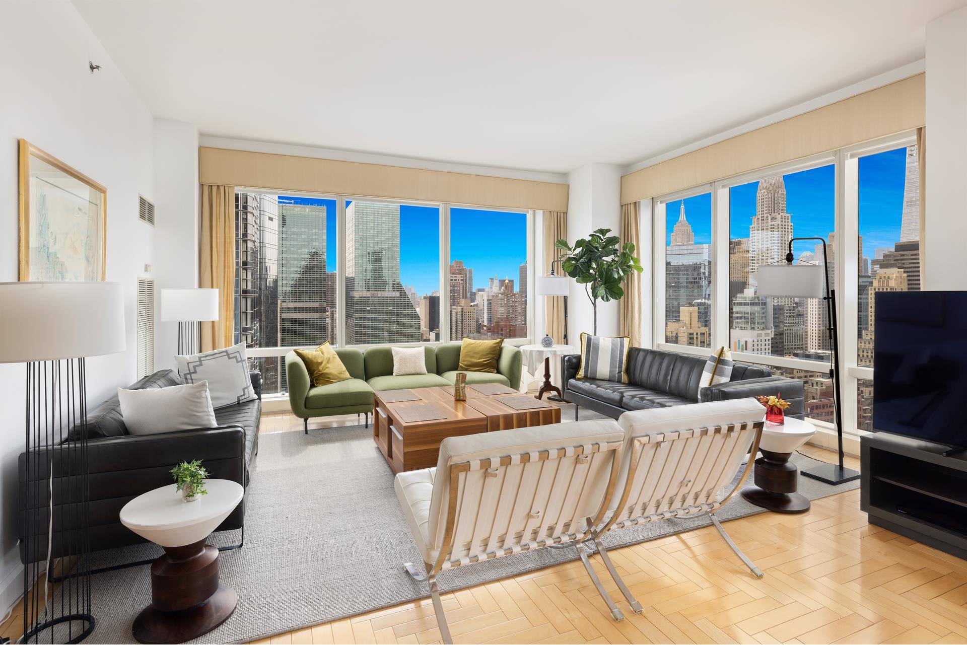 Exceptional 43rd Floor 2 bedroom, 3 full bathroom corner residence in the Sky.