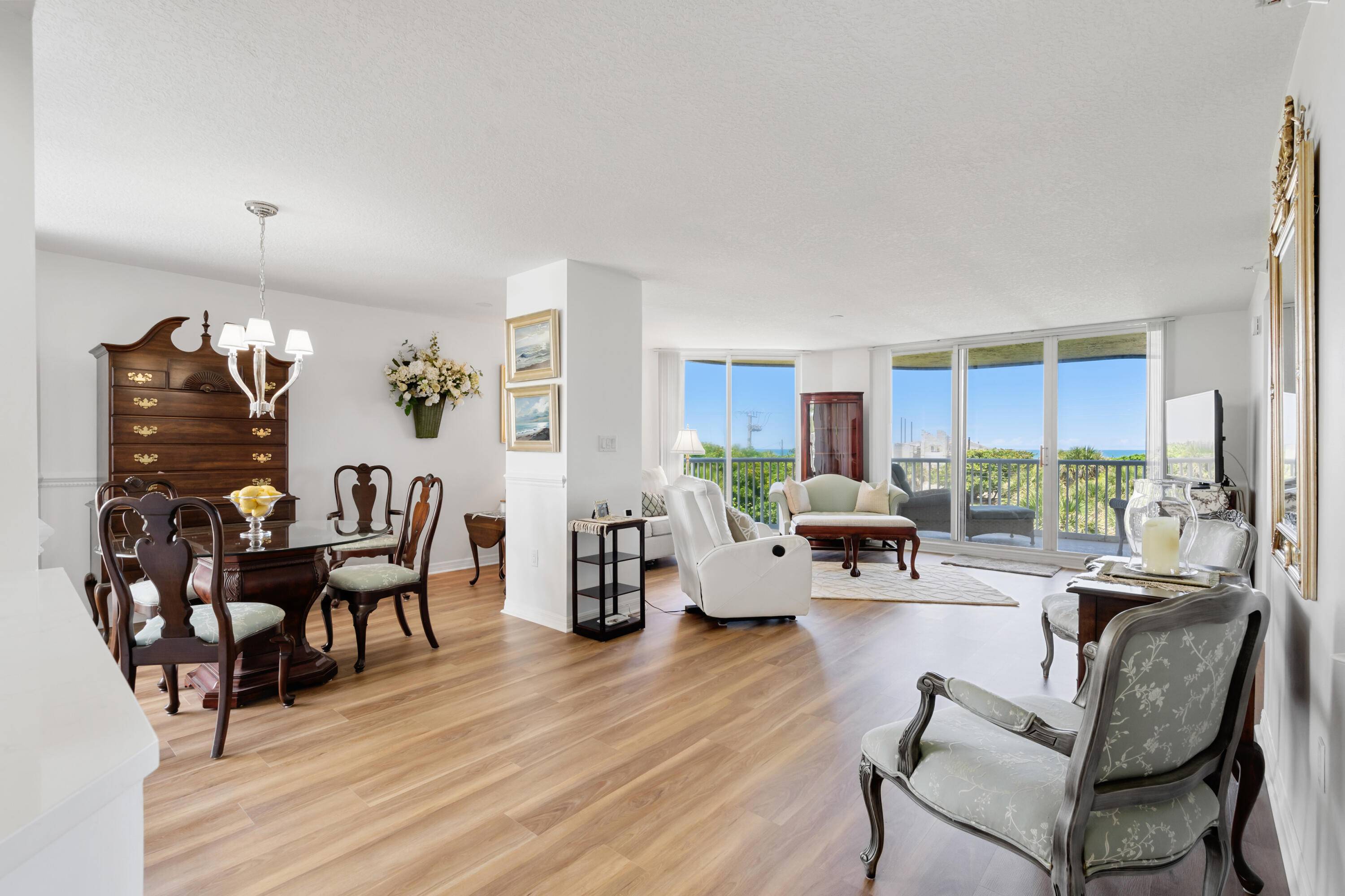 Beautifully updated 3 bed, 2 bath N Corner Unit with tranquil ocean views !