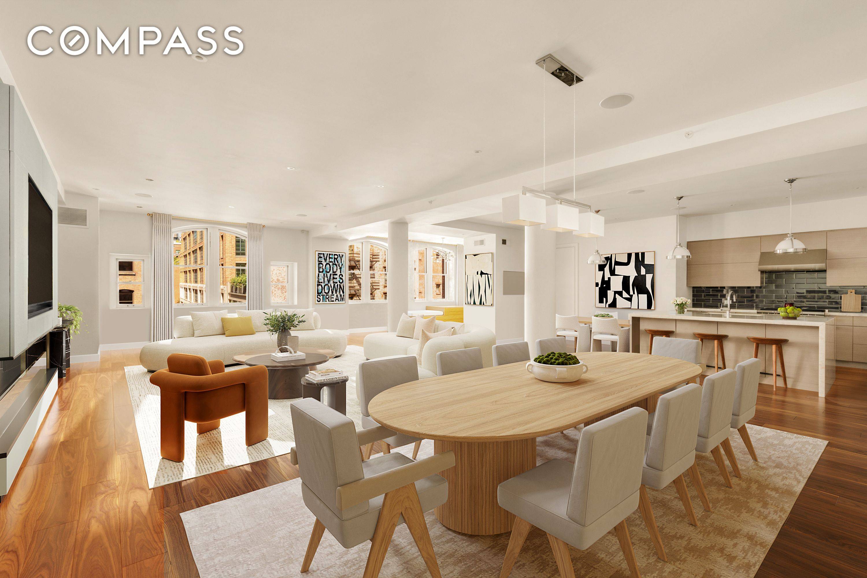 Residence 3C at 60 Beach Street is a grand 2, 793 square foot 3 bedroom full service Condo Loft with a doorman in the heart of landmarked TriBeCa.