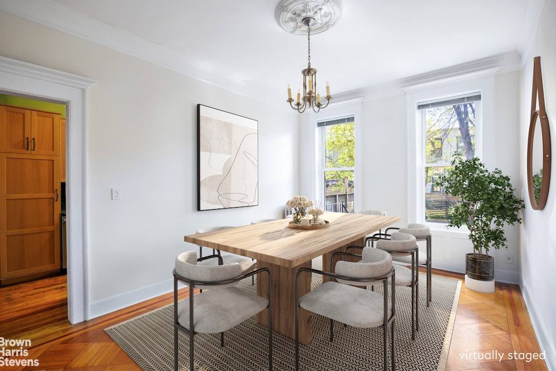 Beautifully renovated, but retaining its lovely period detail, this bay windowed, one family brownstone is located on one of historic Prospect Lefferts Garden's prettiest, tree lined blocks.