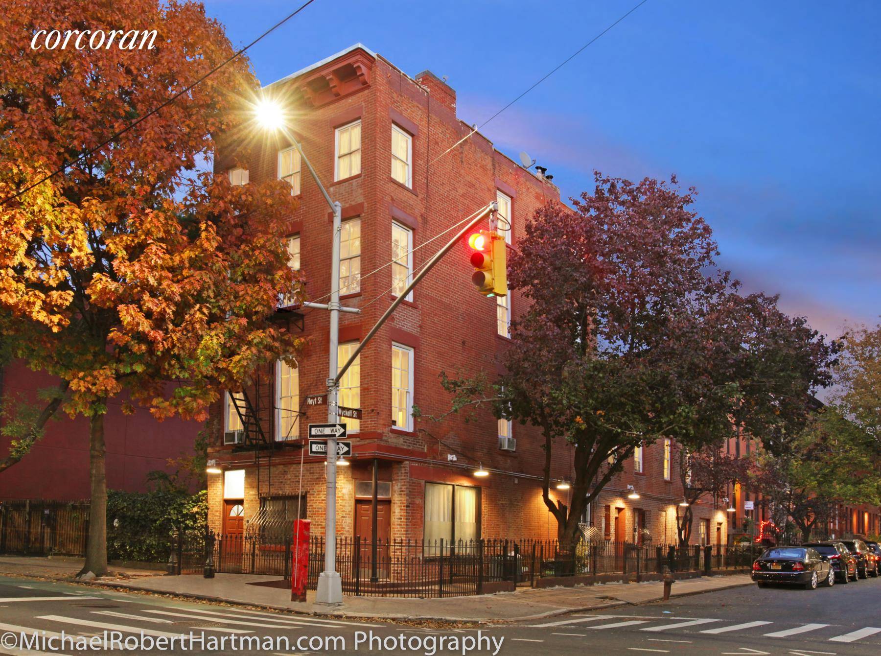 Massive 5400sf four family townhouse, 20ft wide by 85ft deep on the corner of Hoyt St and Wyckoff St on a landmarked block.